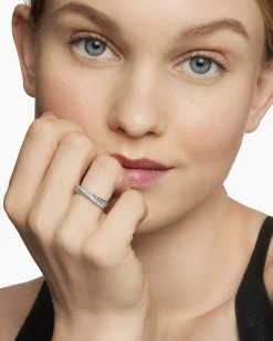 Crossover Band Ring Sterling Silver with Diamonds, 5.3mm