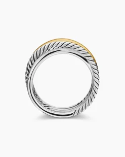 Crossover Band Ring Sterling Silver with 18K Yellow Gold, 6.8mm