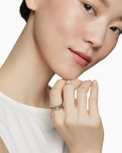 Crossover Band Ring Sterling Silver with 18K Yellow Gold, 6.8mm