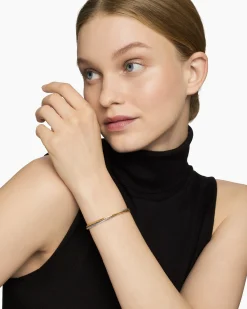 Crossover Bracelet Sterling Silver with 18K Yellow Gold, 3mm