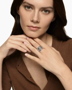 Crossover Five Row Ring Sterling Silver, 17.5mm