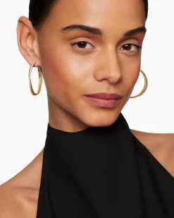 Crossover Hoop Earrings 18K Yellow Gold with Diamonds, 44mm