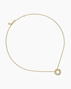 Crossover Pendant Necklace 18K Yellow Gold with Diamonds, 14.5mm