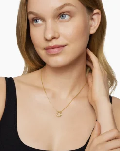 Crossover Pendant Necklace 18K Yellow Gold with Diamonds, 14.5mm