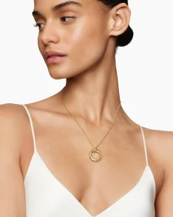 Crossover Pendant Necklace 18K Yellow Gold with Diamonds, 21mm