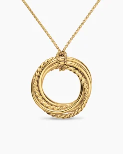 Crossover Pendant Necklace 18K Yellow Gold with Diamonds, 21mm