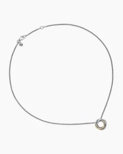 Crossover Pendant Necklace Sterling Silver with 18K Yellow Gold, 14.5mm