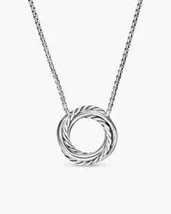 Crossover Pendant Necklace Sterling Silver with 18K Yellow Gold and Diamonds, 14.5mm