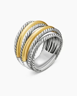 Crossover Ring Sterling Silver with 18K Yellow Gold, 17.8mm