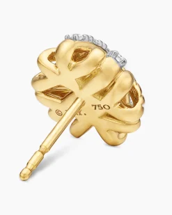 Crossover Stud Earrings 18K Yellow Gold with Diamonds, 11mm