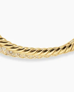 Crossover Trio Collar Necklace 18K Yellow Gold with Diamonds, 16.5mm