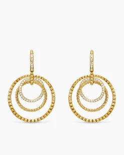 Crossover Trio Drop Earrings 18K Yellow Gold with Diamonds, 35mm