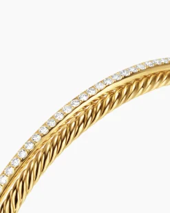Crossover Two Row Bracelet 18K Yellow Gold with Diamonds, 6mm