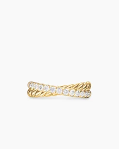 Crossover Two Row Ring 18K Yellow Gold with Diamonds, 5mm