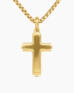 Cross Pendant 18K Yellow Gold with Diamonds, 34mm