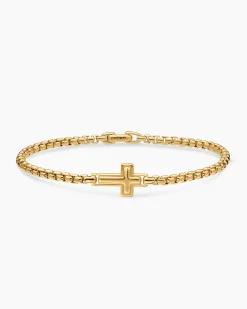 Cross Station Bracelet 18K Yellow Gold, 3.4mm