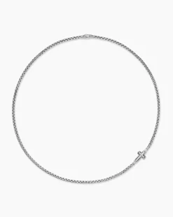 Cross Station Necklace Sterling Silver, 3.6mm