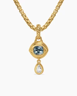 Crying Eye Amulet 18K Yellow Gold with Blue Spinel and Diamond, 16.7mm