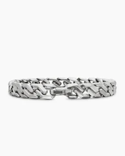 Curb Chain Angular Link Bracelet Sterling Silver, 8.7mm
