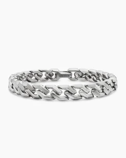 Curb Chain Angular Link Bracelet Sterling Silver, 8.7mm