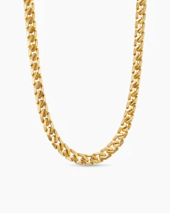 Curb Chain Angular Link Necklace 18K Yellow Gold, 8.7mm