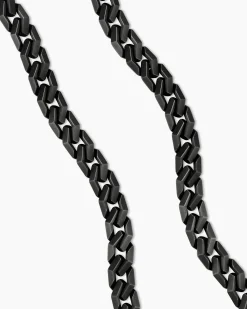 Curb Chain Angular Link Necklace Black Titanium, 11.5mm