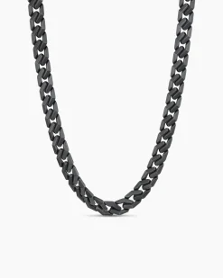 Curb Chain Angular Link Necklace Black Titanium, 11.5mm