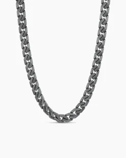 Curb Chain Angular Link Necklace Anthracite Titanium, 11.5mm
