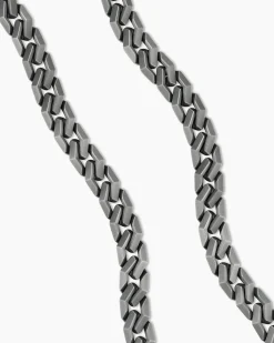 Curb Chain Angular Link Necklace Anthracite Titanium, 11.5mm