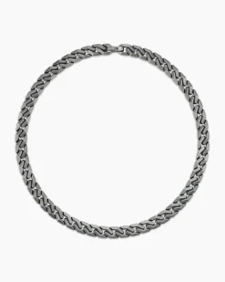 Curb Chain Angular Link Necklace Anthracite Titanium, 11.5mm