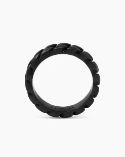 Curb Chain Band Ring Black Titanium, 6mm