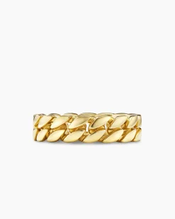 Curb Chain Band Ring 18K Yellow Gold, 6mm