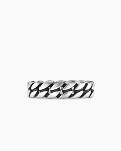 Curb Chain Band Ring Sterling Silver, 6mm