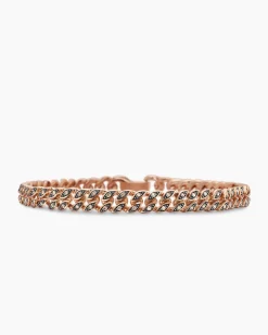 Curb Chain Bracelet 18K Rose Gold with Cognac Diamonds, 6mm