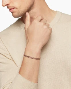 Curb Chain Bracelet 18K Rose Gold with Cognac Diamonds, 6mm