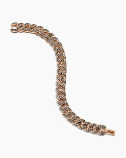 Curb Chain Bracelet 18K Rose Gold with Cognac Diamonds, 11.5mm