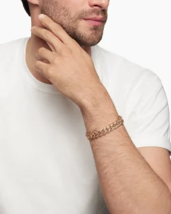 Curb Chain Bracelet 18K Rose Gold with Cognac Diamonds, 11.5mm