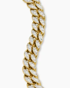 Curb Chain Bracelet 18K Yellow Gold with Diamonds, 11.5mm