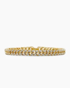 Curb Chain Bracelet 18K Yellow Gold with Diamonds, 6mm