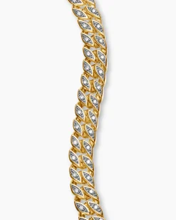 Curb Chain Bracelet 18K Yellow Gold with Diamonds, 6mm