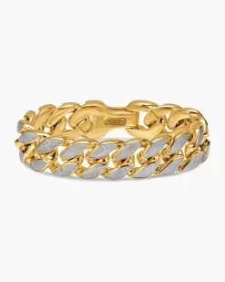 Curb Chain Bracelet 18K Yellow Gold with Meteorite, 18mm
