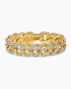 Curb Chain Bracelet 18K Yellow Gold with Meteorite, 18mm