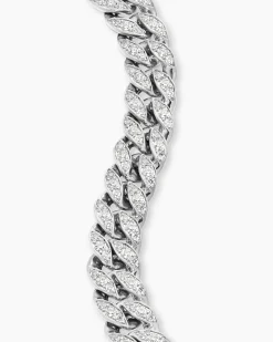 Curb Chain Bracelet Platinum with Diamonds, 11.5mm