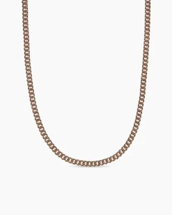 Curb Chain Necklace 18K Rose Gold with Cognac Diamonds, 6mm