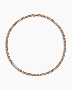 Curb Chain Necklace 18K Rose Gold with Cognac Diamonds, 6mm