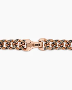 Curb Chain Necklace 18K Rose Gold with Cognac Diamonds, 6mm