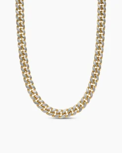 Curb Chain Necklace 18K Yellow Gold with Meteorite, 11.5mm