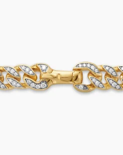 Curb Chain Necklace 18K Yellow Gold with Diamonds, 8mm