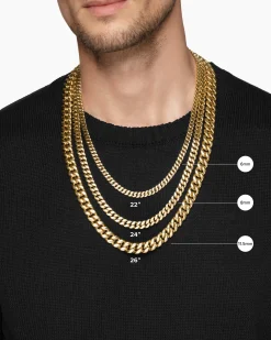 Curb Chain Necklace 18K Yellow Gold with Diamonds, 8mm