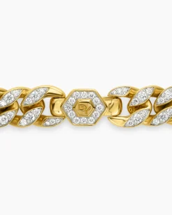 Curb Chain Necklace 18K Yellow Gold with Diamonds, 11.5mm